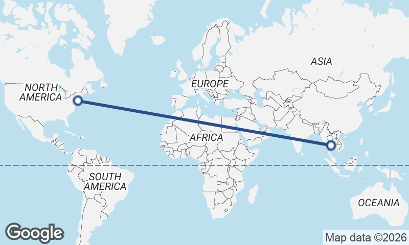 New York to Bangkok