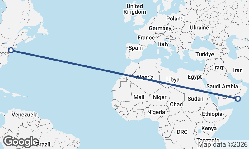 New York to Şalālah