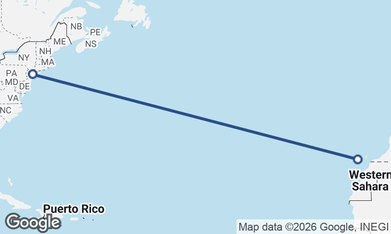 New York to Las Palmas de Gran Canaria