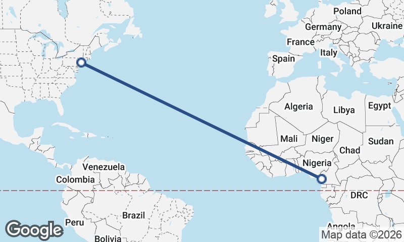 New York to Douala