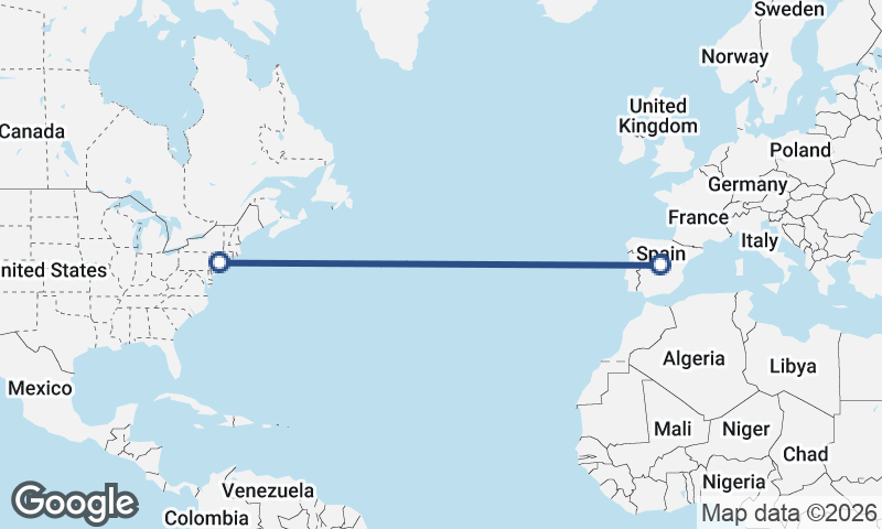 New York to Madrid