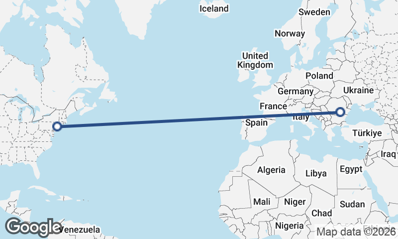 New York to Bucharest