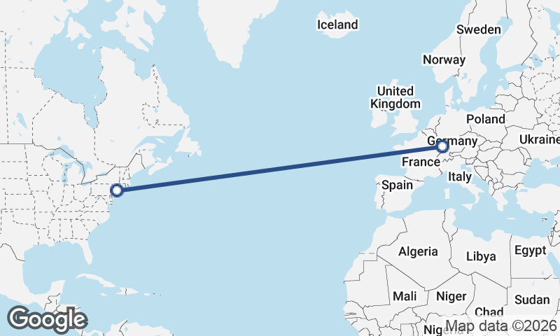 New York to Strasbourg