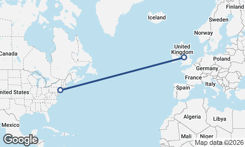 New York to Liverpool