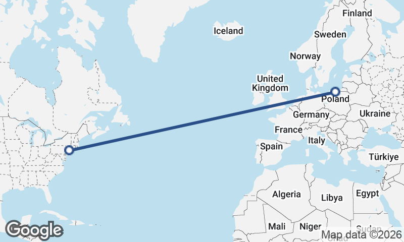 New York to Gdańsk