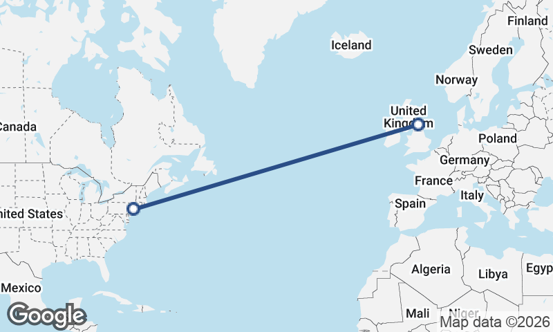 New York to Newcastle upon Tyne