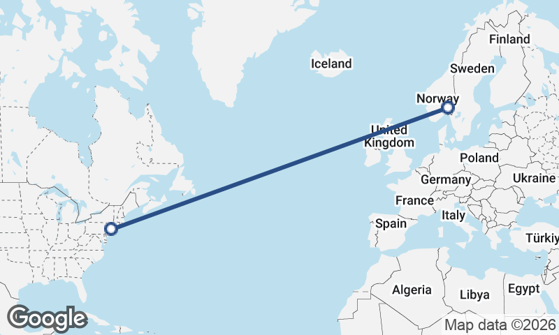 New York to Oslo