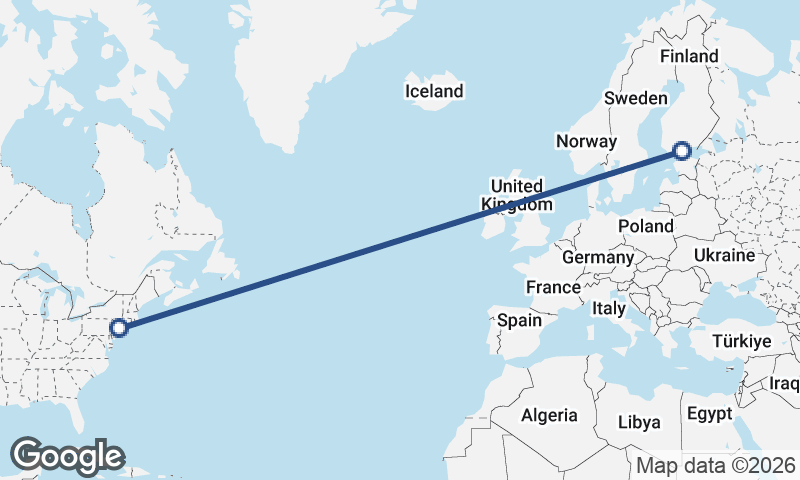 New York to Helsinki
