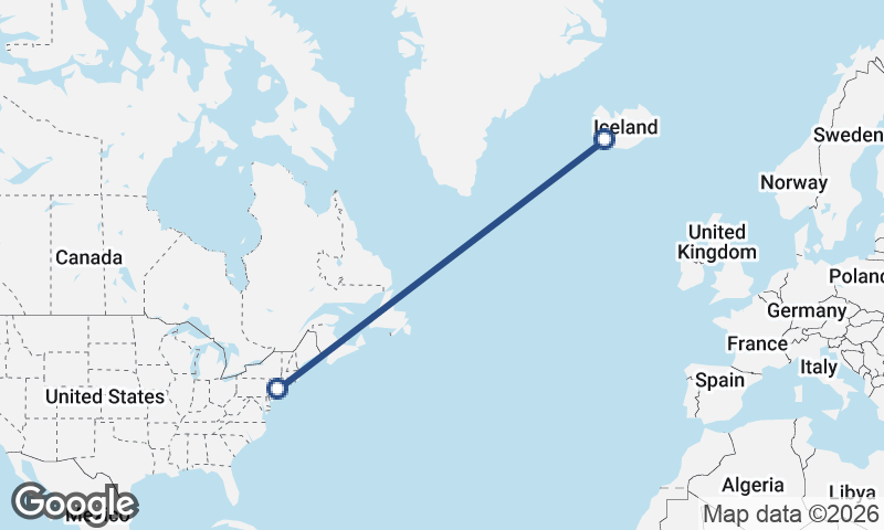 New York to Reykjavík