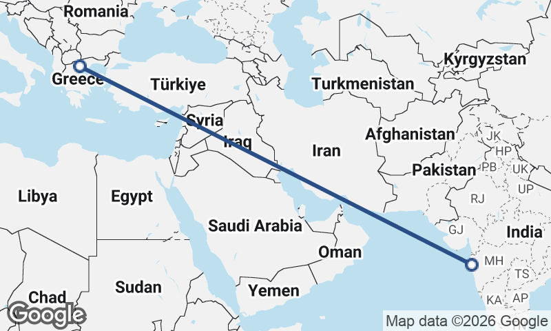 Thessaloníki to Mumbai