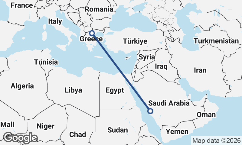 Thessaloníki to Mecca