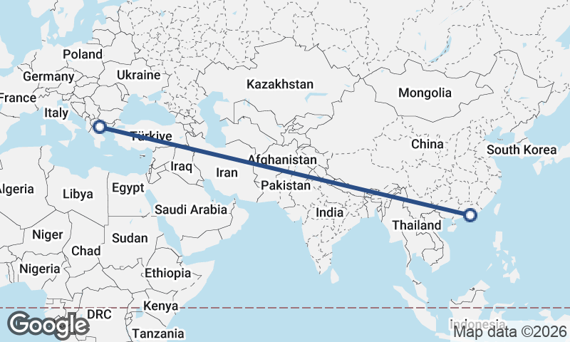 Thessaloníki to Hong Kong