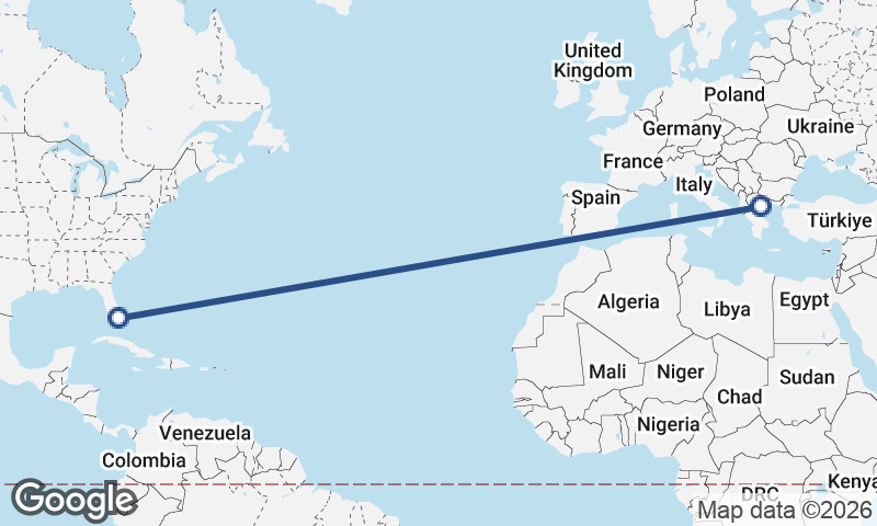 Thessaloníki to Miami