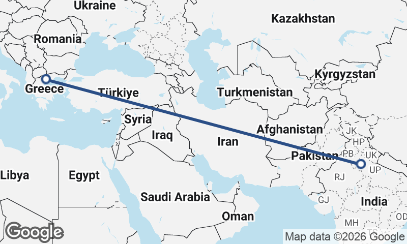 Thessaloníki to Delhi