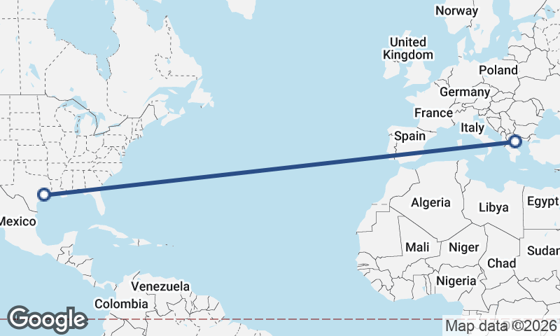 Thessaloníki to Houston