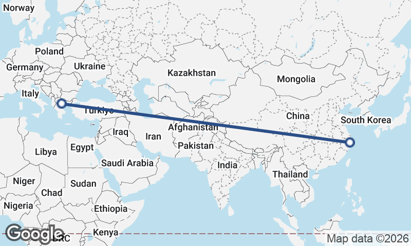 Thessaloníki to Ningbo