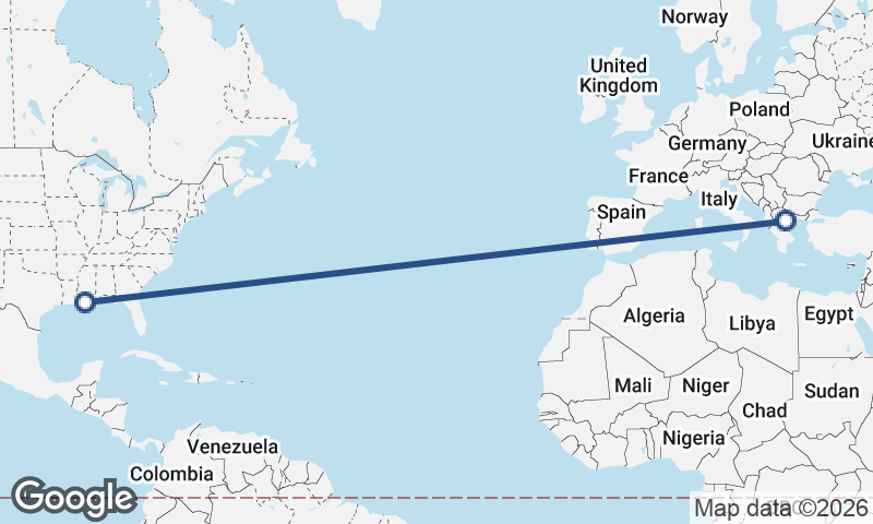 Thessaloníki to New Orleans