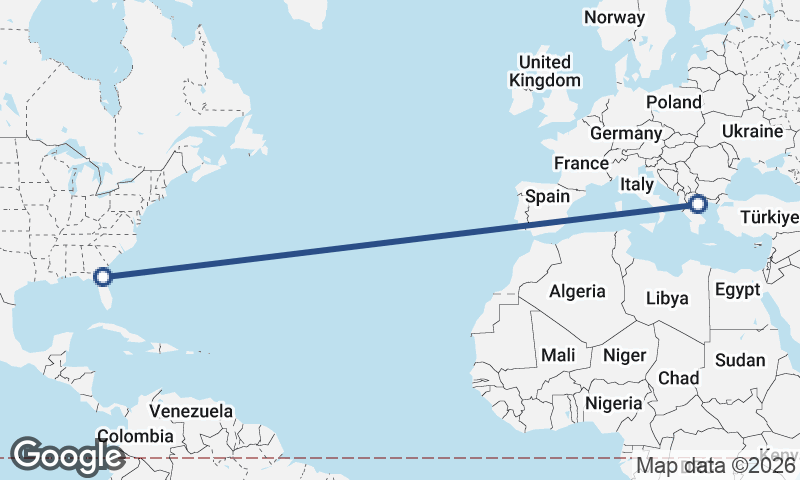 Thessaloníki to Jacksonville