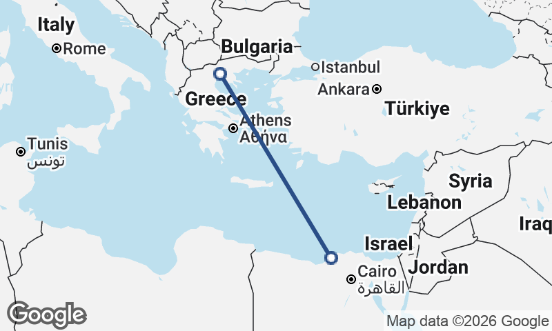 Thessaloníki to Alexandria