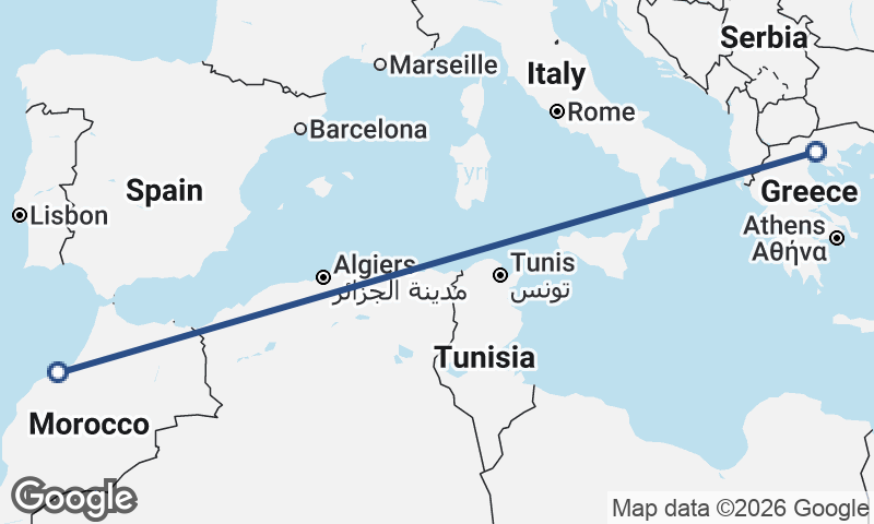 Thessaloníki to Casablanca