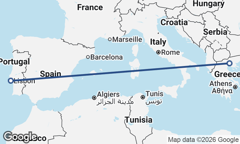 Thessaloníki to Lisbon
