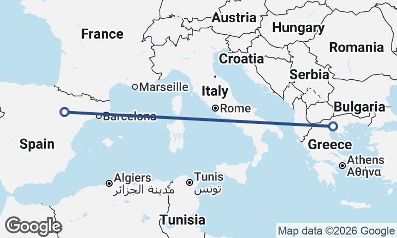 Thessaloníki to Zaragoza