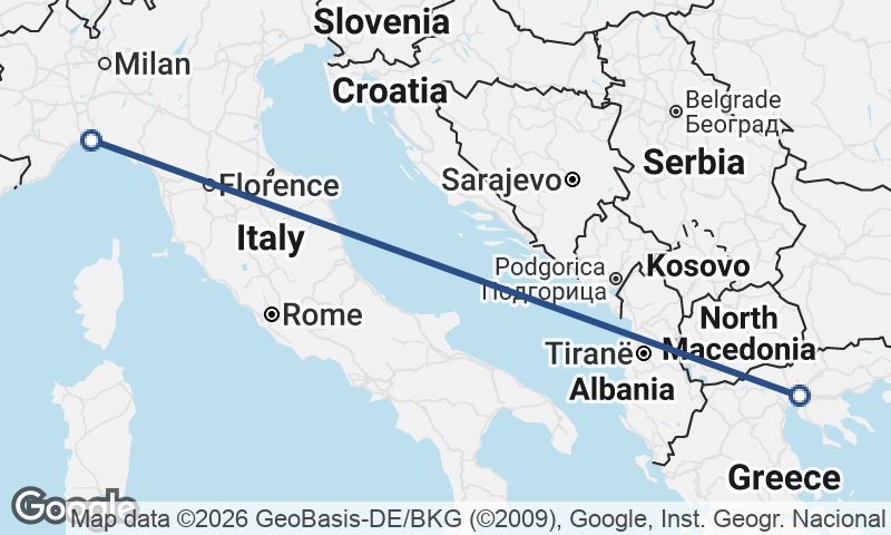 Thessaloníki to Genoa
