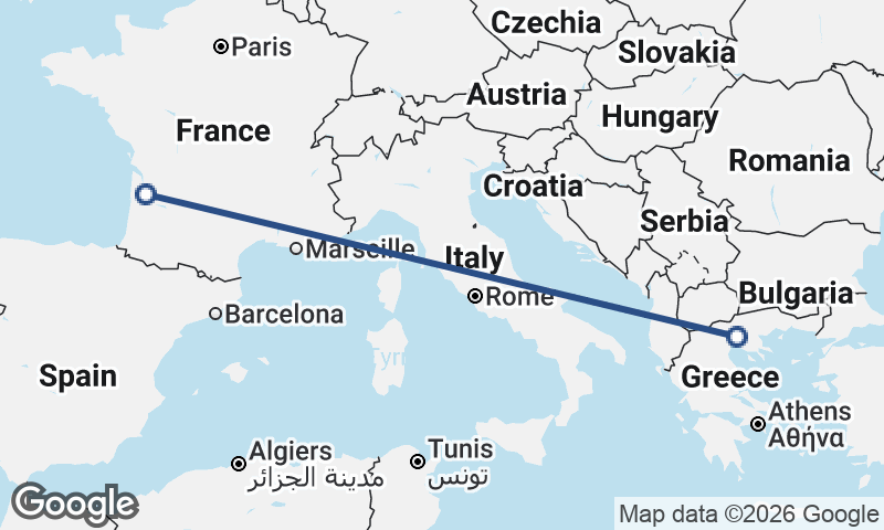 Thessaloníki to Bordeaux
