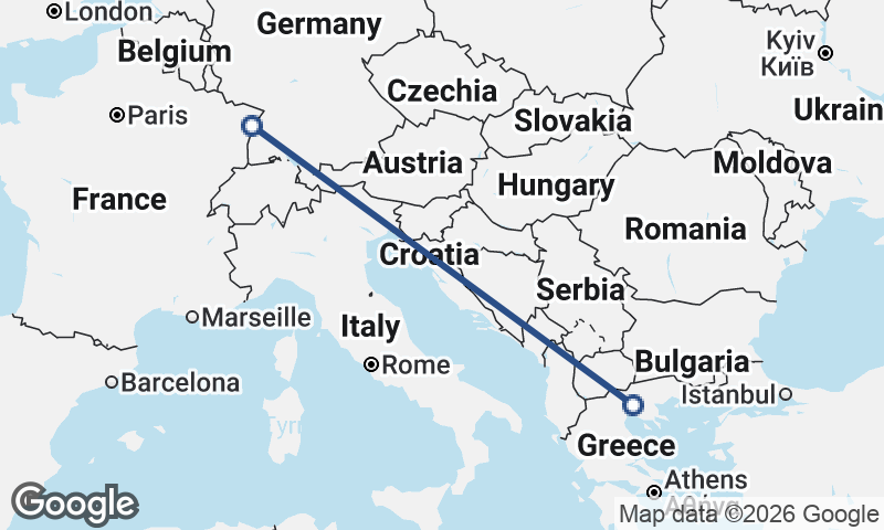 Thessaloníki to Strasbourg