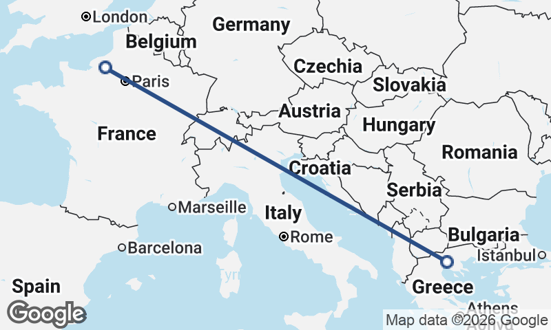 Thessaloníki to Rouen