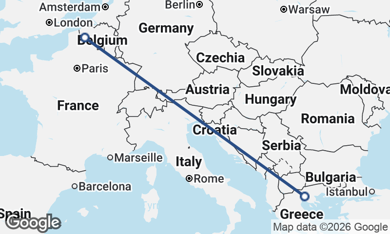 Thessaloníki to Lille