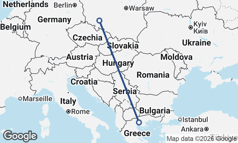 Thessaloníki to Wrocław