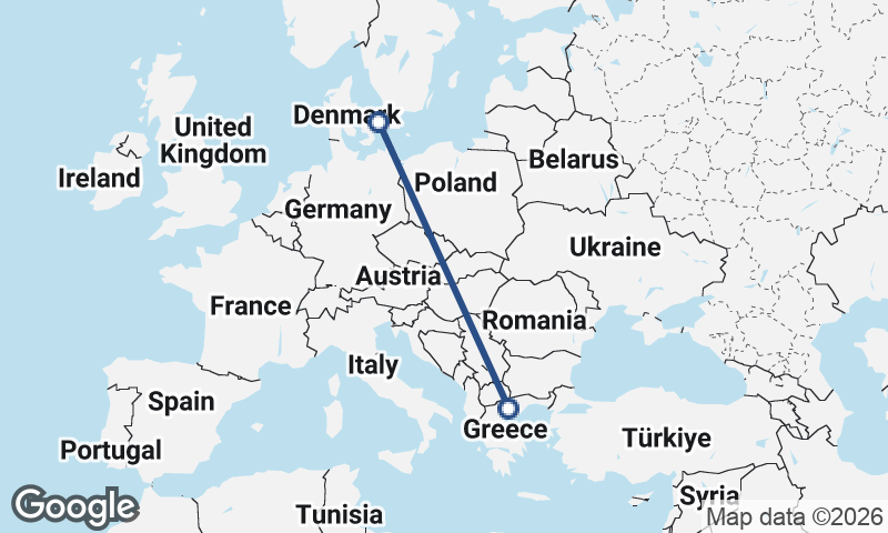 Thessaloníki to Copenhagen