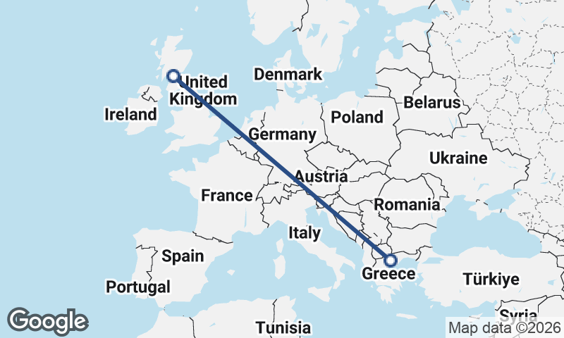 Thessaloníki to Glasgow