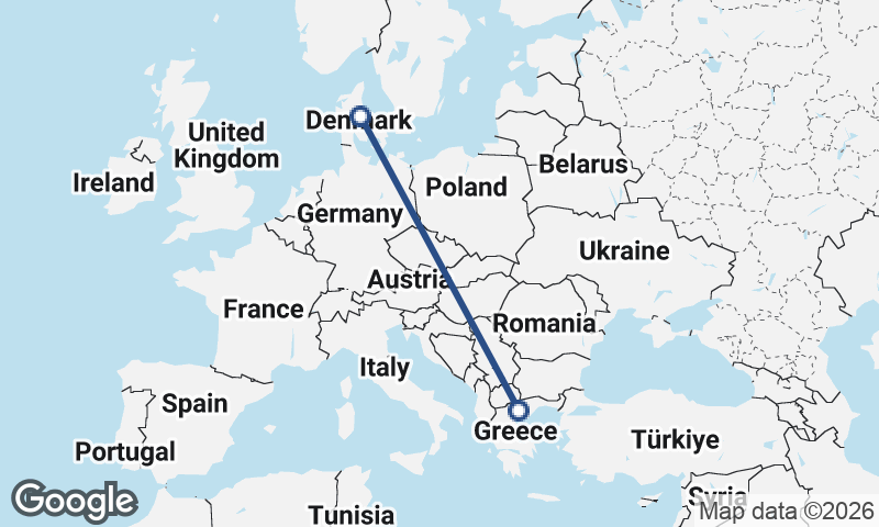 Thessaloníki to Aarhus