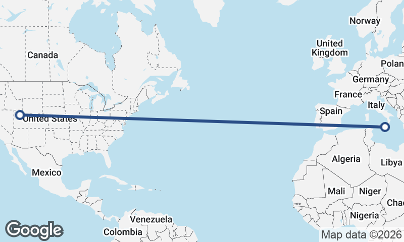 Salt Lake City to Catania