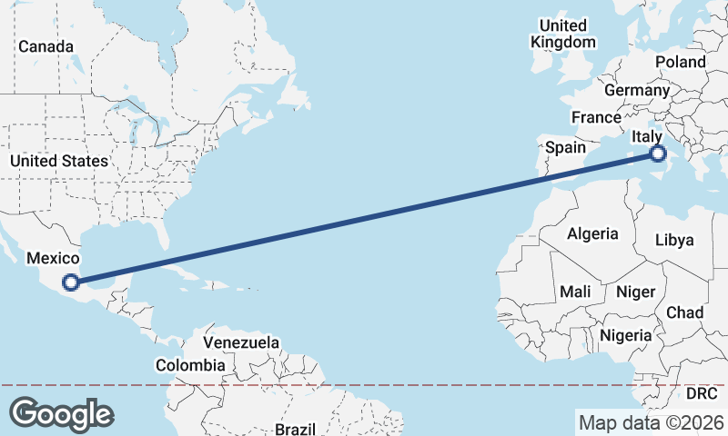 Naples to Mexico City