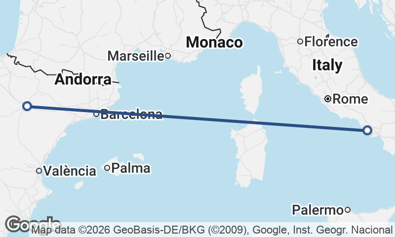 Naples to Zaragoza