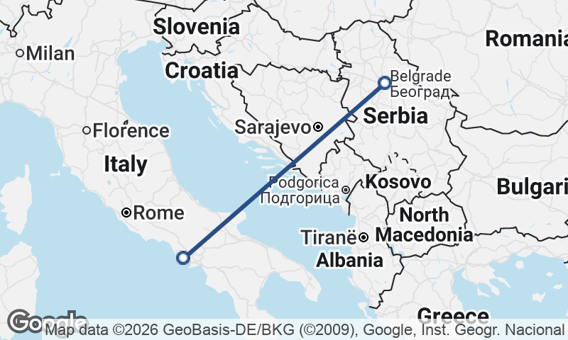 Naples to Belgrade