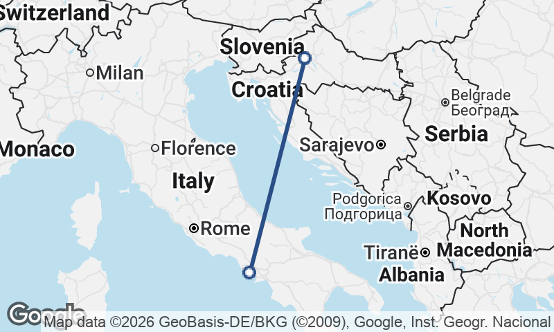 Naples to Zagreb