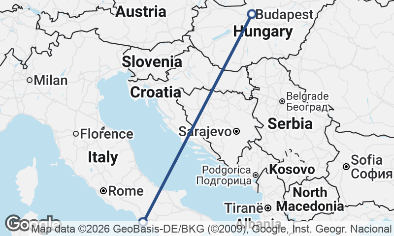 Naples to Budapest