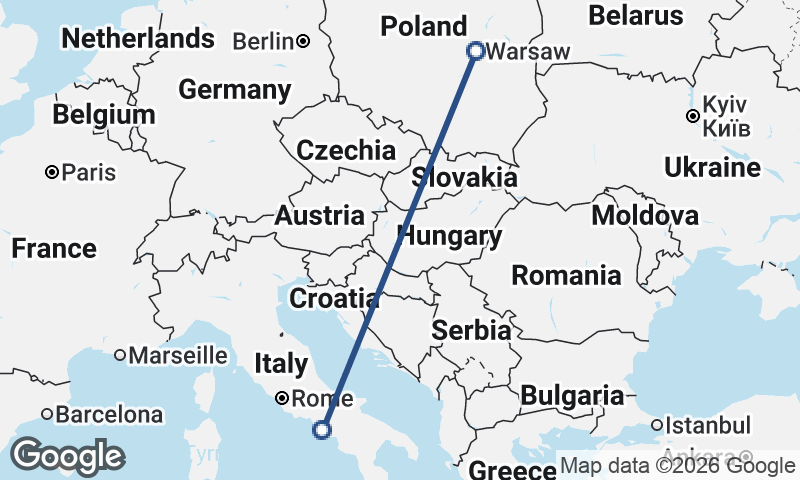 Naples to Warsaw