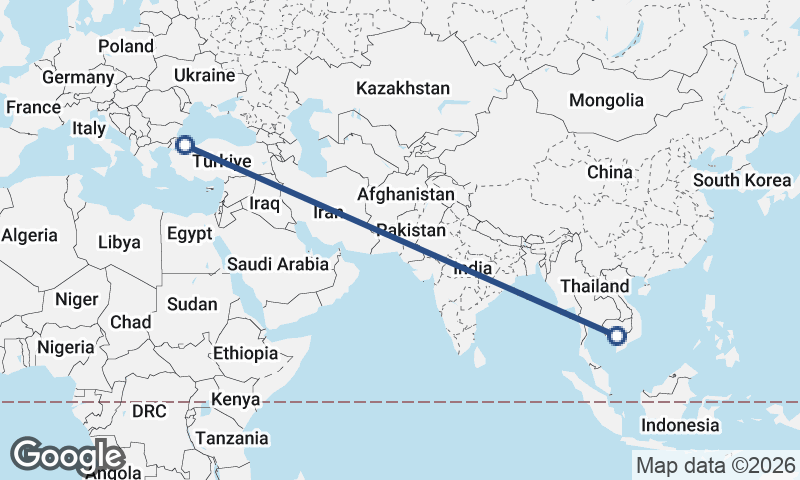 Istanbul to Phnom Penh