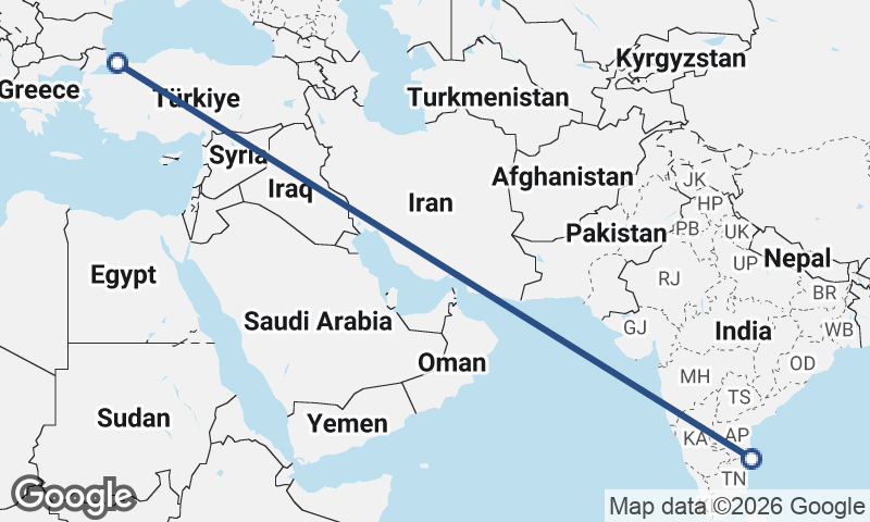 Istanbul to Chennai