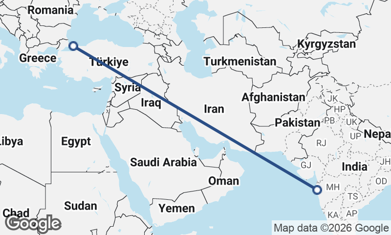 Istanbul to Mumbai