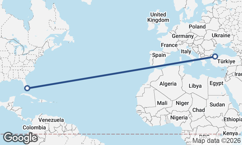 Istanbul to Miami