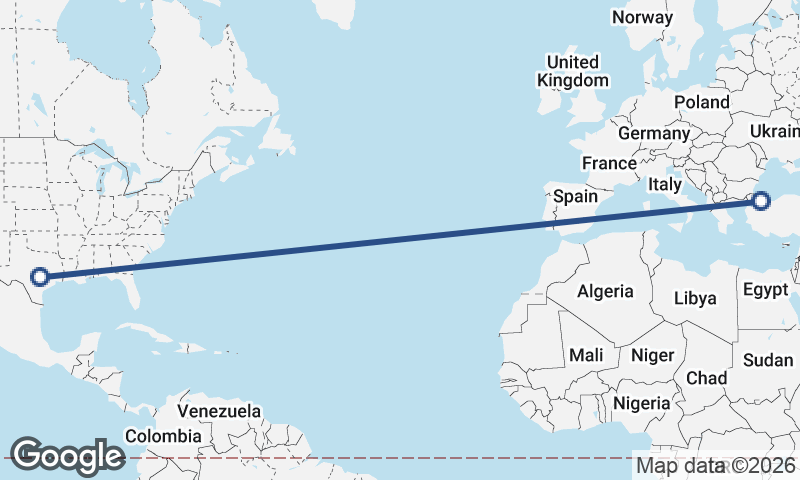 Istanbul to Austin