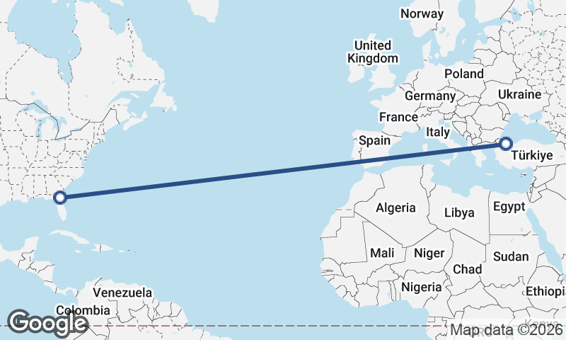 Istanbul to Jacksonville