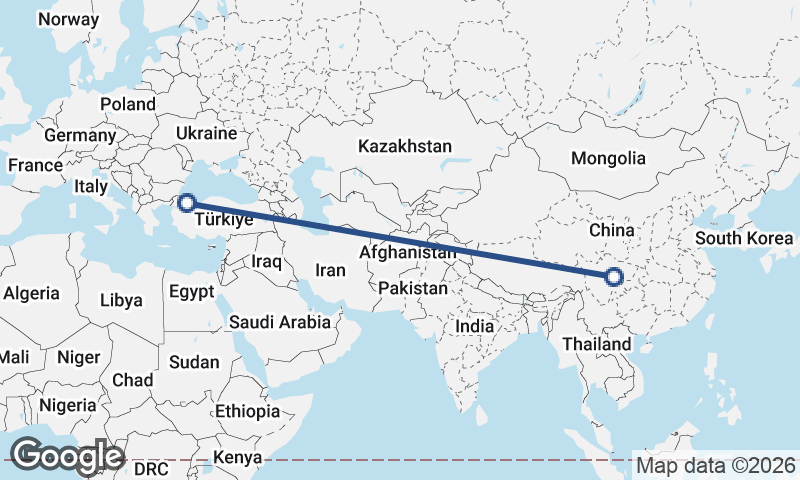 Istanbul to Chengdu