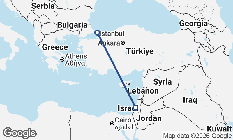 Istanbul to Tel Aviv-Yafo